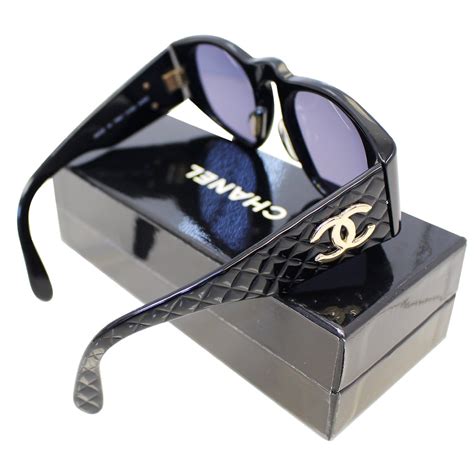 CHANEL Quilted Sunglasses 01450 Black 